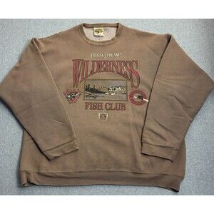 Men’s XL Field & Stream Wilderness Fish Club Brown Crewneck Sweatshirt
